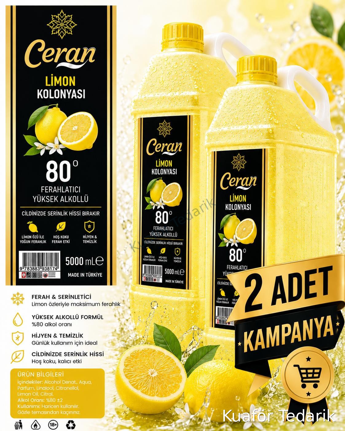 5 LİTRE LİMON KOLONYASI 2 ADET