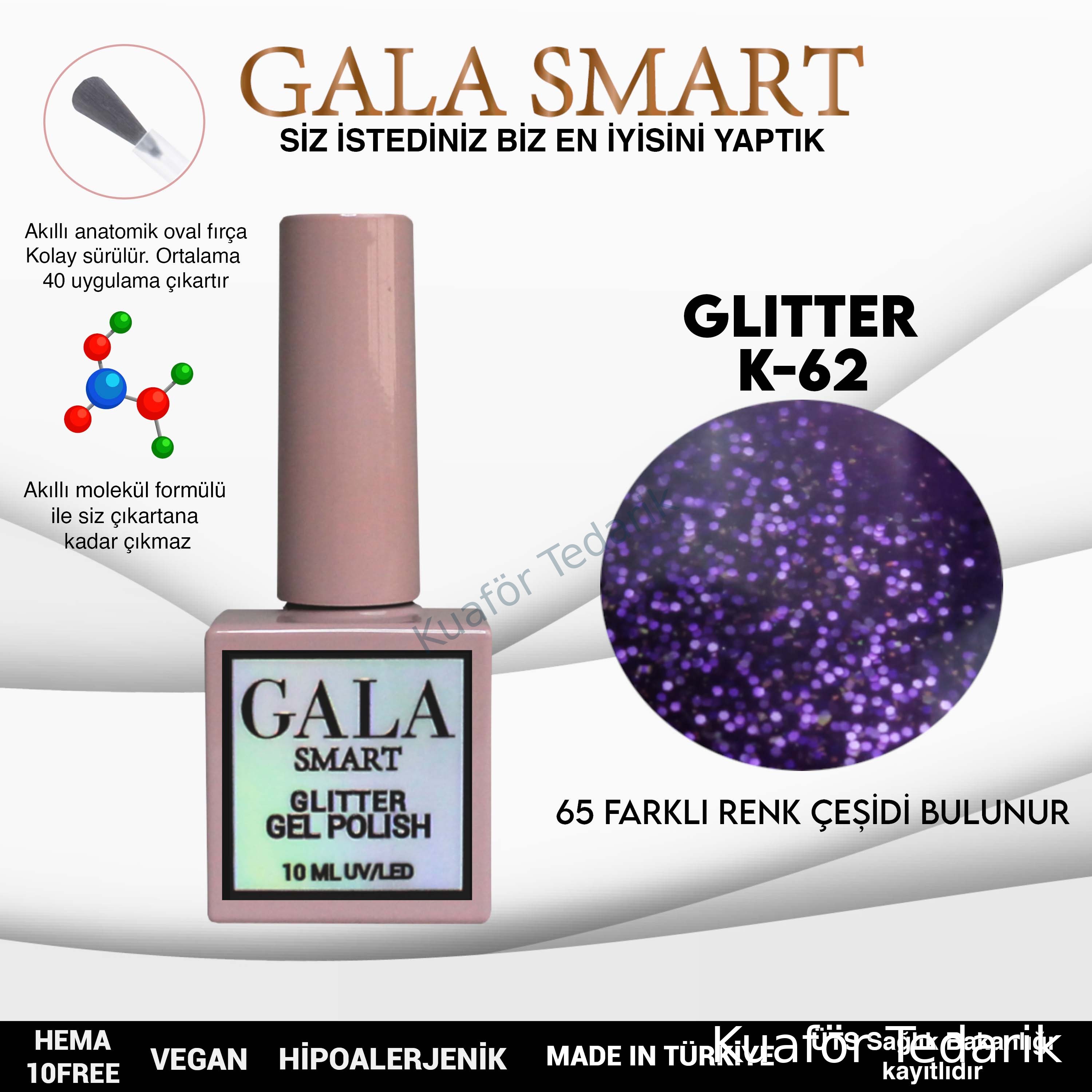 Gala Glitter Kalıcı Oje NO:62