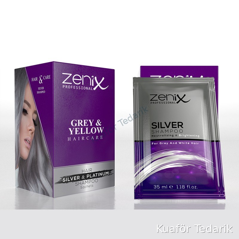 Zenix Mor Şampuan Gümüş, Gri ve Beyaz Saçlar İçin Şaset 30 ml