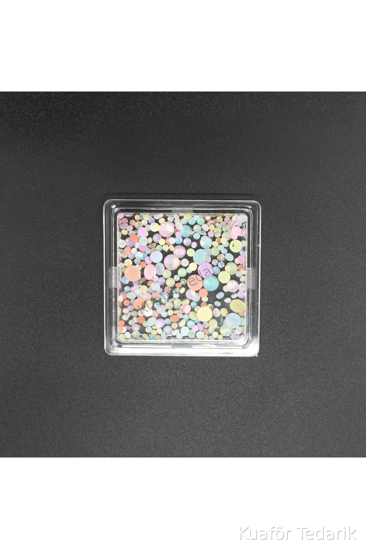DR.KRF CP891 6 RENK TEKLİ TIRNAK BONCUK KARE - Çok Renkli
